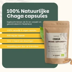Cupplement 20% korting | Chaga Capsules 500 mg Biologisch Best