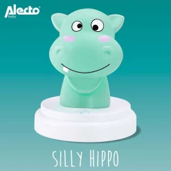 Alecto SILLY HIPPO - LED nachtlampje, nijlpaard, blauw New