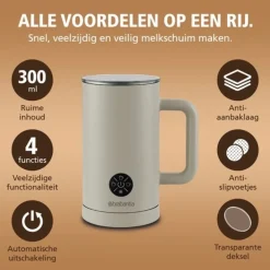 Brabantia Elektrische Melkopschuimer Beige BBEK1048SB Sale