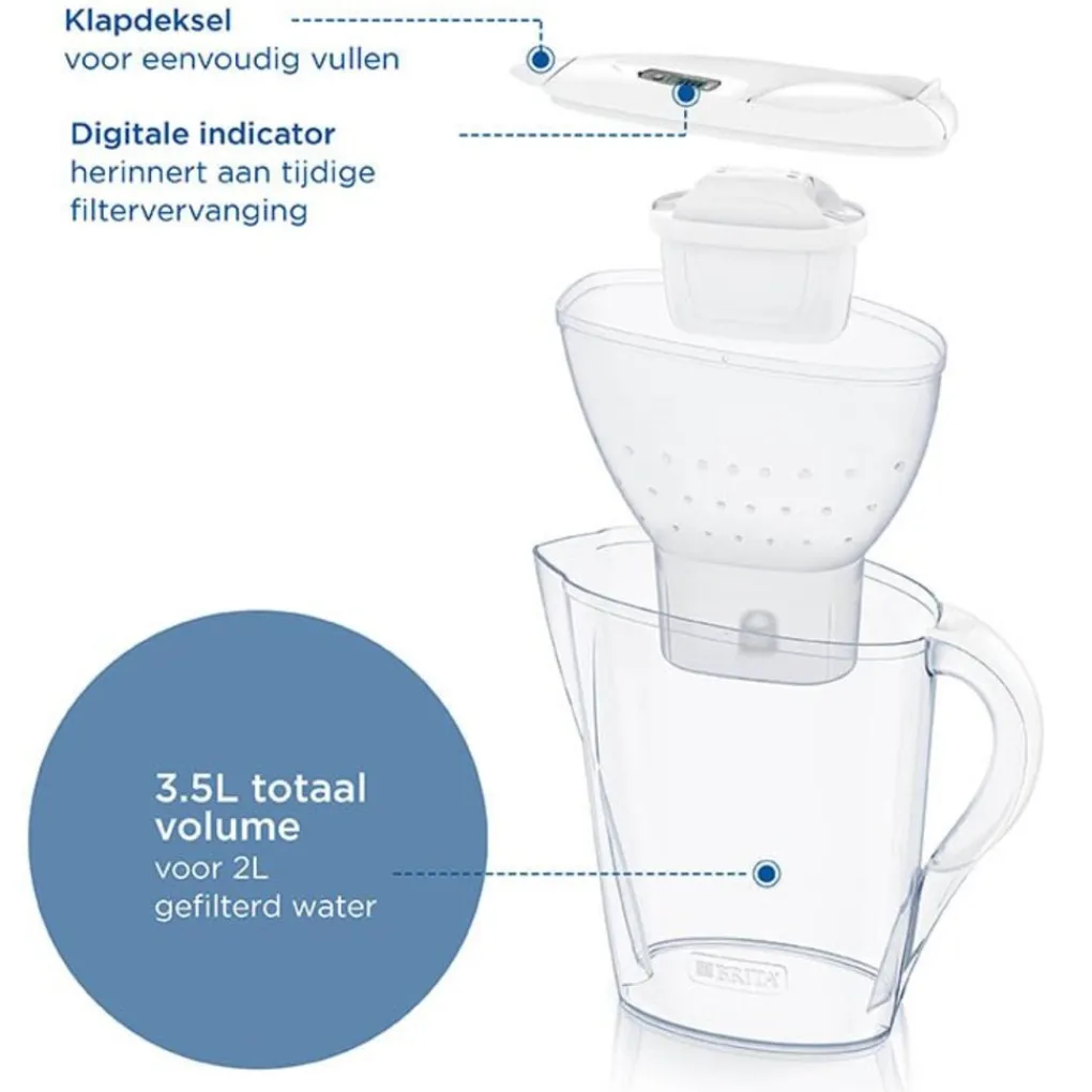 BRITA Marella Waterfilterkan XL 3.5L Wit met MAXTRA PRO Filter Hot