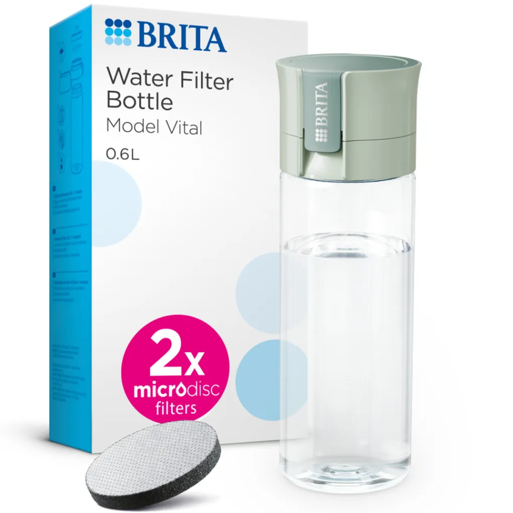 BRITA Waterfilterfles Vital 0.6L Lichtgroen inclusief 2 MicroDisc Single Unit Discount