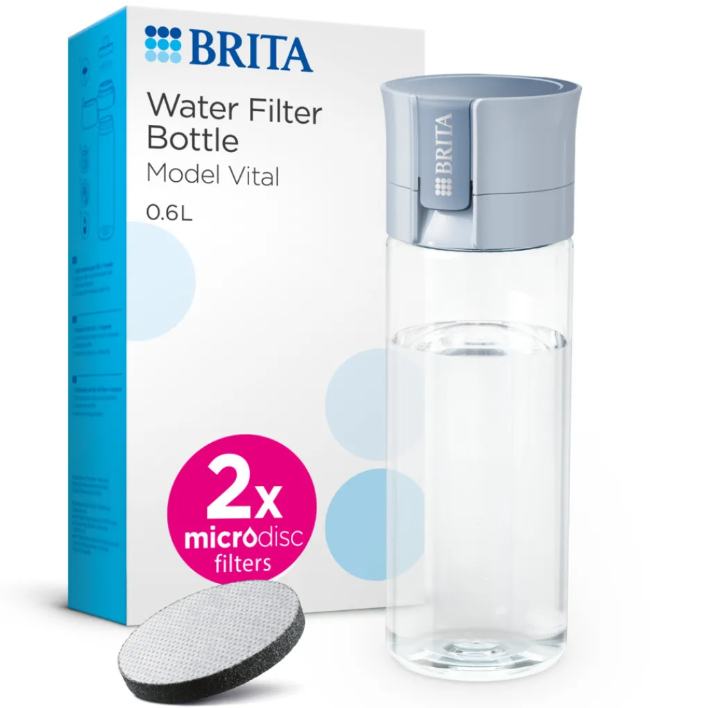 BRITA Waterfilterfles Vital 0.6L Lichtblauw inclusief 2 MicroDisc Single Unit Clearance