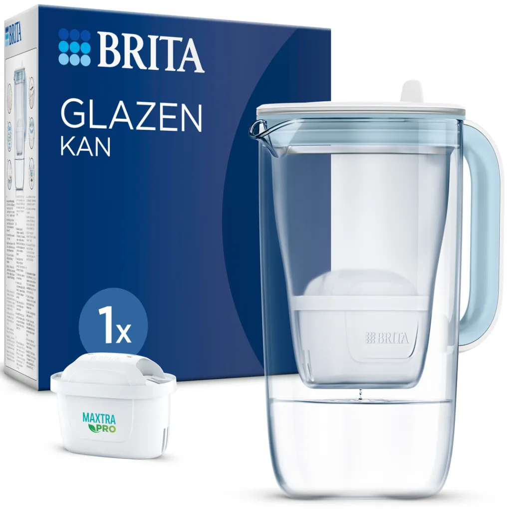 BRITA Waterfilterkan Glas 2.5L Blauw inclusief 1 MAXTRA PRO waterfilterpatroon Single Unit Sale
