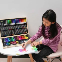 Buxibo Luxe 180 Delige Tekenset Tekendoos met Kleurpotloden Waskrijt Acrylverf Sale