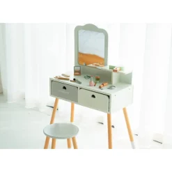 Buxibo Montessori Kaptafelset Hout met Kruk en Spiegel Kinder Make-up Tafel Best