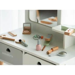 Buxibo Montessori Kaptafelset Hout met Kruk en Spiegel Kinder Make-up Tafel Best