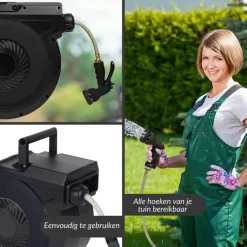 Buxibo Wandslangenbox Tuinslang met haspel 9 Sproei standen Slangenhouder 180° Draaibaar Hot