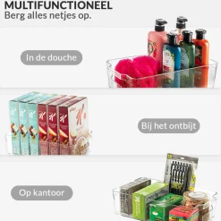 Buxibo 4x Koelkast Organizers Set Multifunctionele Koelkast/Badkamer/Kast/Kantoor Bakjes Outlet