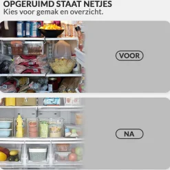 Buxibo 4x Koelkast Organizers Set Multifunctionele Koelkast/Badkamer/Kast/Kantoor Bakjes Outlet
