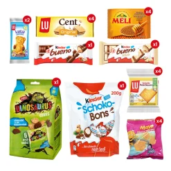 Cookies & snacks maandpakket Jules Destrooper, Lotus, LU, Kinder & Meli New
