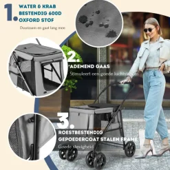 Trendmix Costway opvouwbare xl hondenbuggy met ademend gaas en opbergvakken Outlet