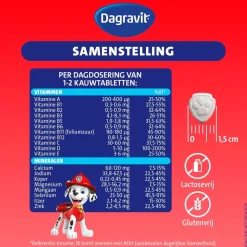 Dagravit Kids-Xtra Paw Patrol 3-5 jaar Kauwtabletten Outlet
