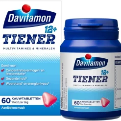 Davitamon Tiener 12+ Multivitamines & Mineralen Aardbei Kauwtabletten Outlet
