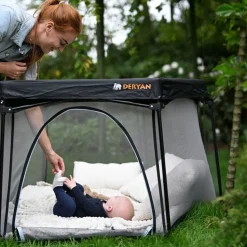 Mooiys Deryan Draagbare Kinderbox Zwart Vaste matrasbodem Reisbox campingbedje Discount