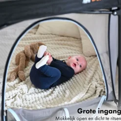 Mooiys Deryan Draagbare Kinderbox Zwart Vaste matrasbodem Reisbox campingbedje Discount