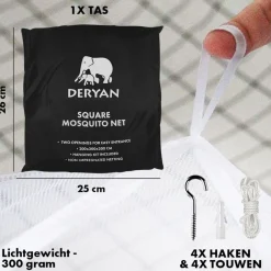 Deryan Klamboe 2-persoons Vierkant met set en reistas Clearance