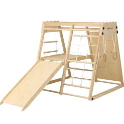 Deryan Luxe Houten Speelklimrek Met Glijbaan Klimwand En Accessoires