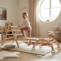 Deryan Luxe Opvouwbare Driehoek Met Klimboog En Glijbaan Montessori Speelgym Sale