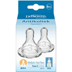 Dr. Brown's Fase 3 6+M Flesspenen voor Smalle Halsfles New