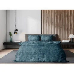 Eleganzzz Dekbedovertrek Flanel Fleece - steel blue 200x200/220cm Outlet