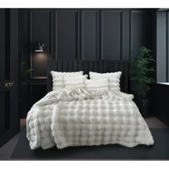 Eleganzzz Dekbedovertrek Bubble Pom Pom Rabbit Fur - off white 240x200/220cm Best