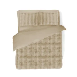 Eleganzzz Dekbedovertrek Bubble Pom Pom Rabbit Fur - sand 240x200/220cm Outlet