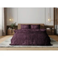 Eleganzzz Dekbedovertrek Flanel Fleece - bordeaux 240x200/220cm Hot