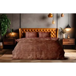 Eleganzzz Dekbedovertrek Flanel Fleece - rose brown 200x200/220cm Clearance