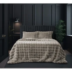 Eleganzzz Dekbedovertrek Shiny Bubble Pom Pom Flanel Fleece - beige 200x200/220cm Best