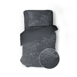 Eleganzzz Dekbedovertrek 3D Embossed Velvet Wave - dark grey 140x200/220cm Outlet
