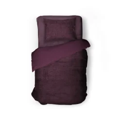 Eleganzzz Dekbedovertrek Teddy Pluche - bordeaux 140x200/220cm