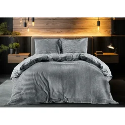 Eleganzzz Dekbedovertrek Teddy Rib Fleece - dark grey 200x200/220cm Online