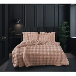 Eleganzzz Dekbedovertrek Bubble Pom Pom Rabbit Fur - pink 200x200/220cm