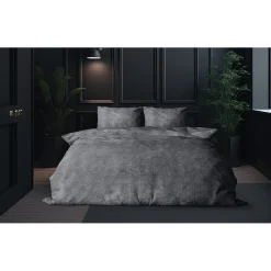 Eleganzzz Dekbedovertrek Flanel Fleece - dark grey 200x200/220cm Sale