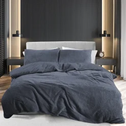 Eleganzzz Dekbedovertrek Teddy Pluche - anthracite 240x200/220cm