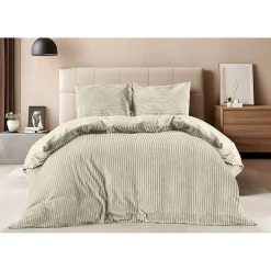 Eleganzzz Dekbedovertrek Teddy Rib Fleece - beige 140x200/220cm