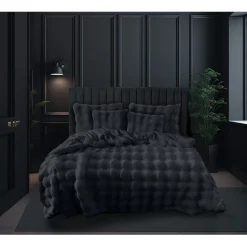 Eleganzzz Dekbedovertrek Bubble Pom Pom Rabbit Fur - dark grey 140x200/220cm Online