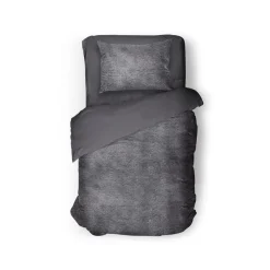 Eleganzzz Dekbedovertrek Flanel Fleece - dark grey 140x200/220cm Discount