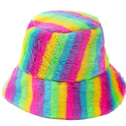Overig Fake Fur Hoedje met Regenboogprint