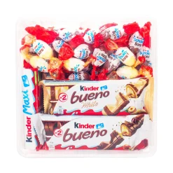 Kinder chocoladepakket: Bueno melk & wit, Maxi & Schokobons Best