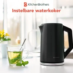 KitchenBrothers Dubbelwandige Waterkoker met Temperatuurregeling Sale