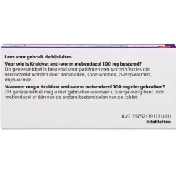 Kruidvat Anti-Worm Mebendazol 100mg Tabletten Discount