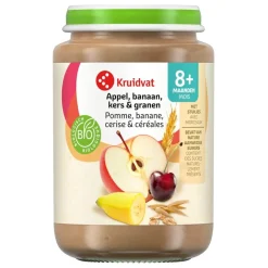 Kruidvat 8+M Bio Appel, Banaan, Kers & Granen Fruithapje New