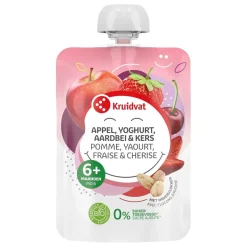 Kruidvat 6+M Bio Appel, Yoghurt, Aardbei & Kers Knijpzakje Discount