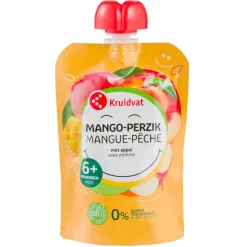 Kruidvat 6+M Bio Mango-Perzik met Appel Knijpzakje Sale