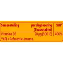 Kruidvat Vitamine D3 20mcg Kauwtabletten Clearance