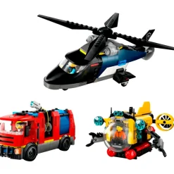 LEGO City 60462 Helikopter, Brandweerauto en Onderzeeër Remix New