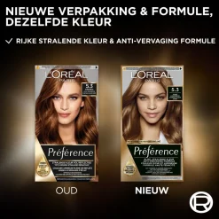 Preference L'Oréal Paris Préférence 5.3 Goud Lichtbruin Permanente Haarkleuring New