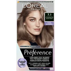 Preference L'Oréal Paris Préférence Cool Blondes 7.1 As Middenblond Permanente Haarkleuring New