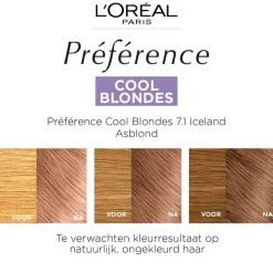 Preference L'Oréal Paris Préférence Cool Blondes 7.1 As Middenblond Permanente Haarkleuring New